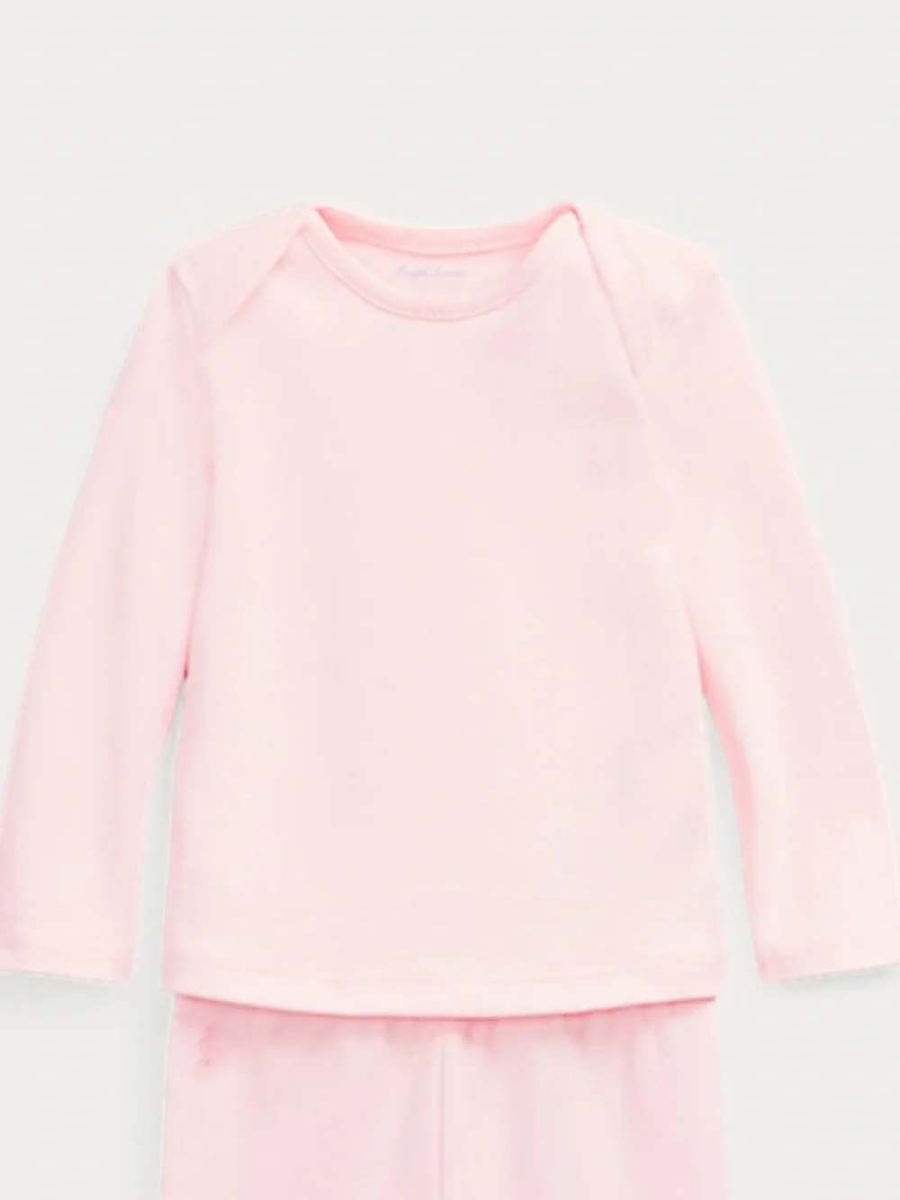 Ralph Lauren Baby Girl Cotton Interlock Long Sleeve Tee in Delicate Pink 3-6 Mo